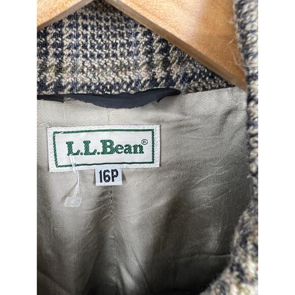 Vintage LL Bean Blazer Womens Button‎ Front Plaid Jacket Long Sleeve Brown 16P - Picture 2 of 7